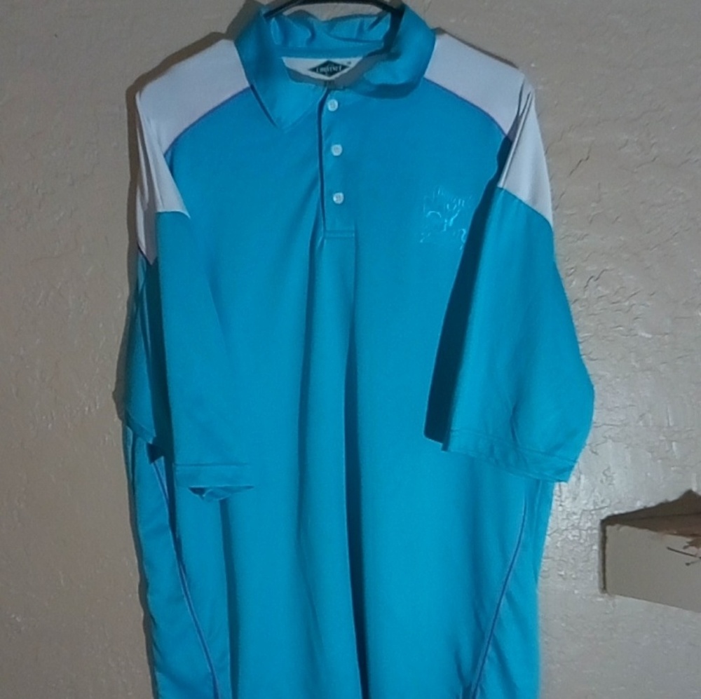 Blue and white polo